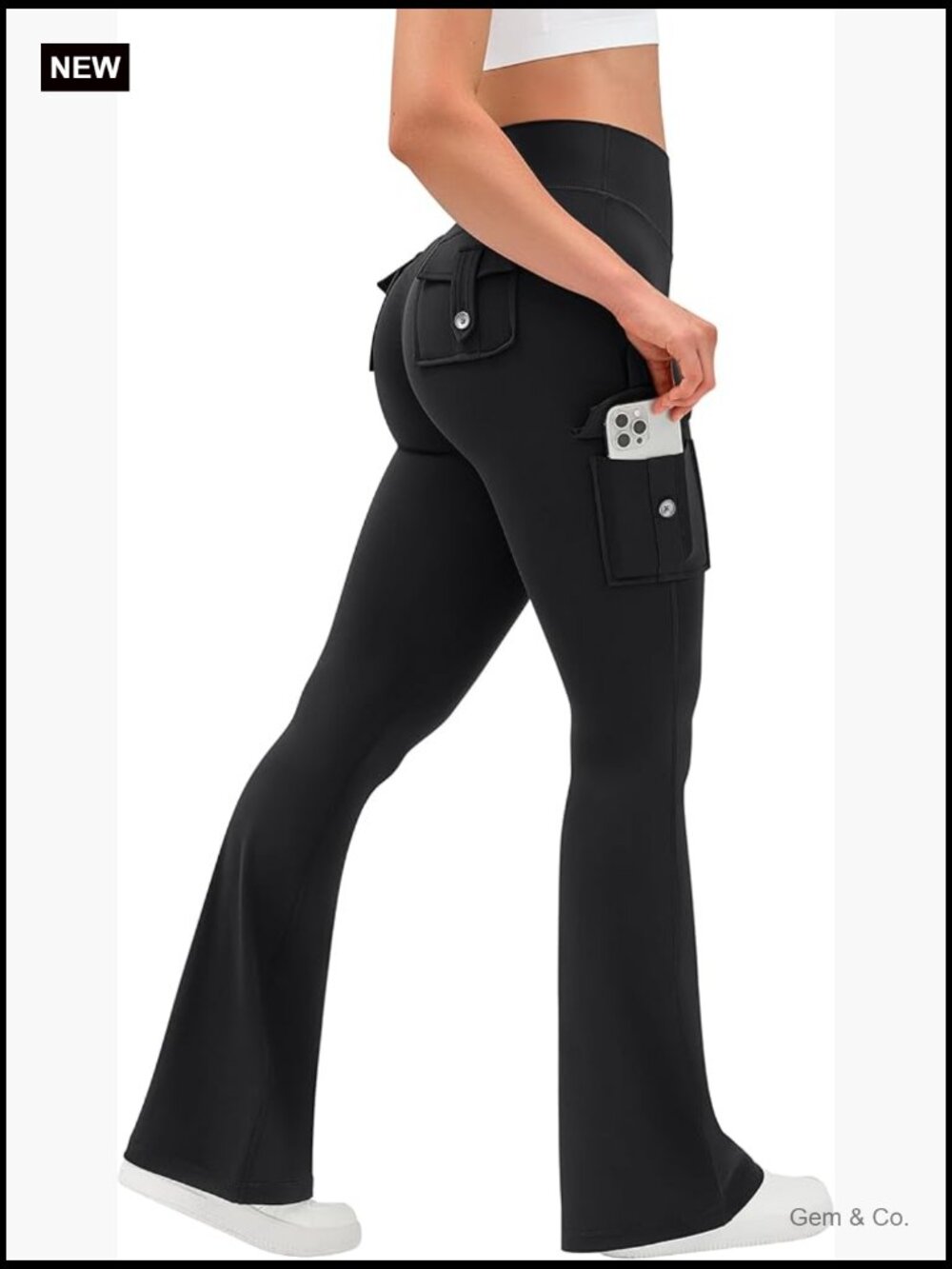 Womens Flare Yoga Pants with Pockets Scrunch Butt Lifting Tummy Control High